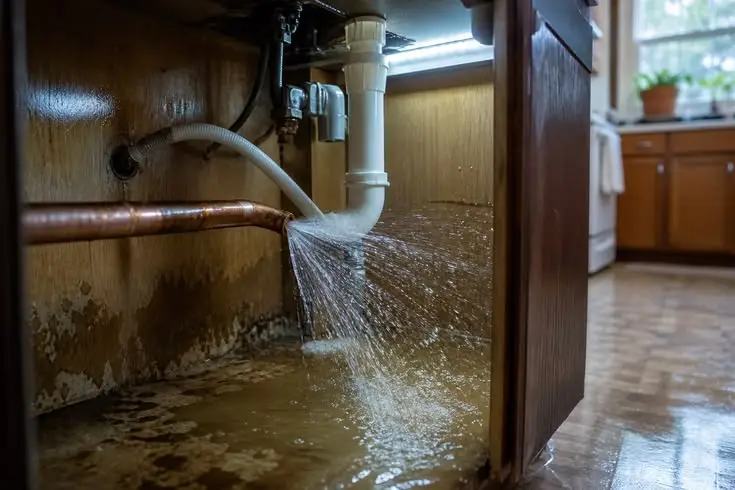Burst pipe cleanup and water extraction in Everett WA