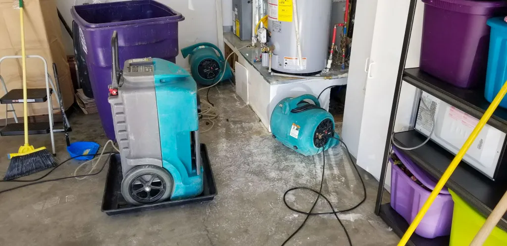 High-capacity water extraction and drying equipment used to remove standing water and support facility flood recovery.