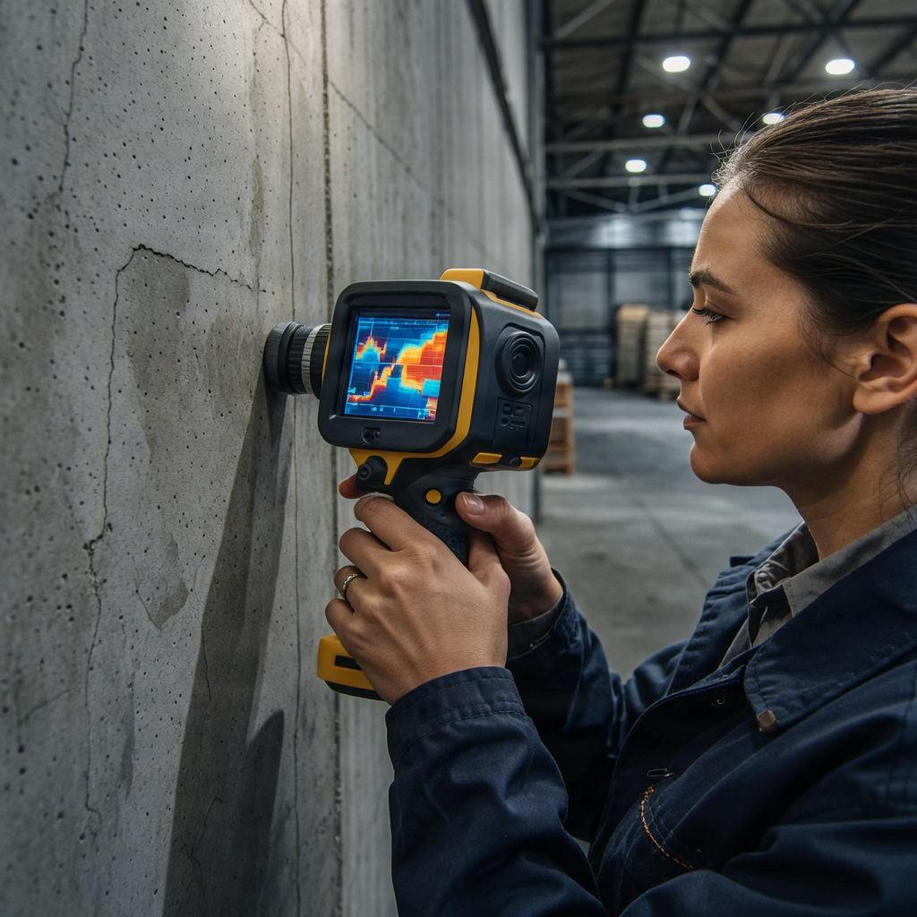 Thermal imaging moisture mapping in warehouse